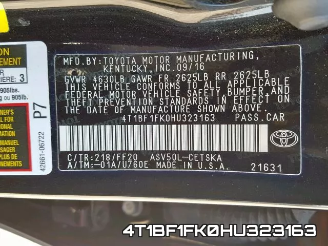 4T1BF1FK0HU323163 фото 2