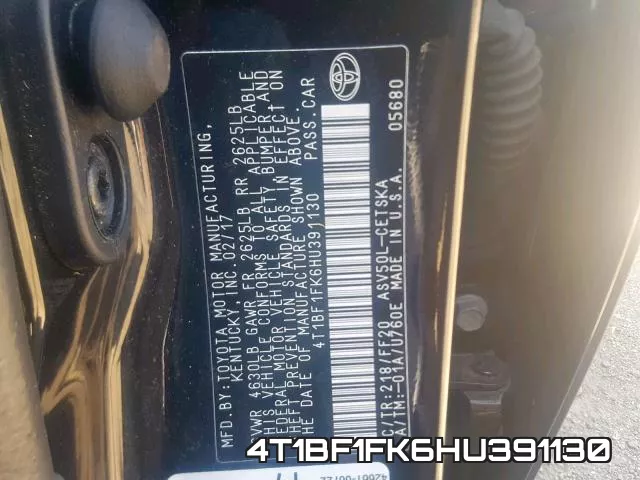 4T1BF1FK6HU391130 фото 2