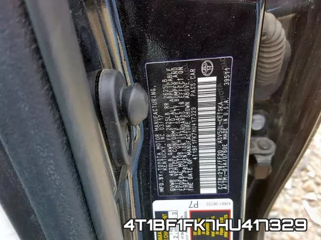 4T1BF1FK7HU417329 фото 2