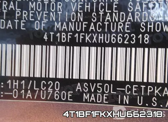4T1BF1FKXHU662318 фото 10