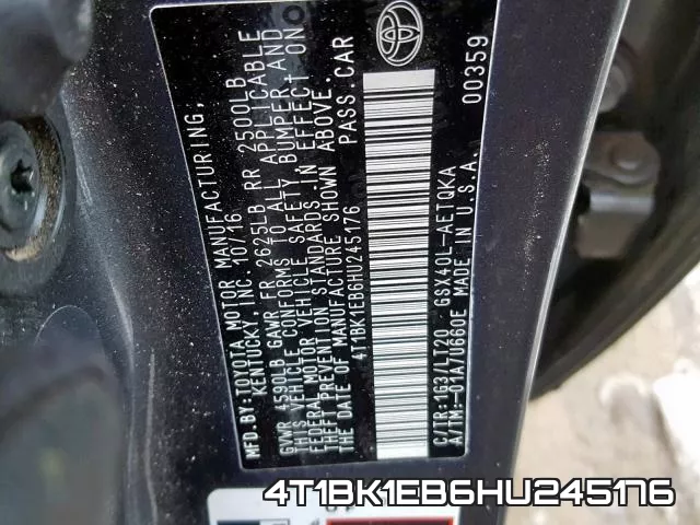 4T1BK1EB6HU245176 фото 2