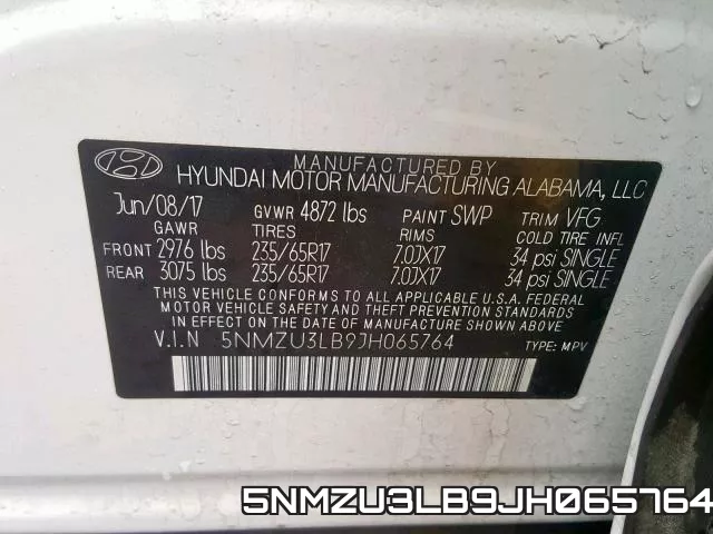 5NMZU3LB9JH065764 фото 2