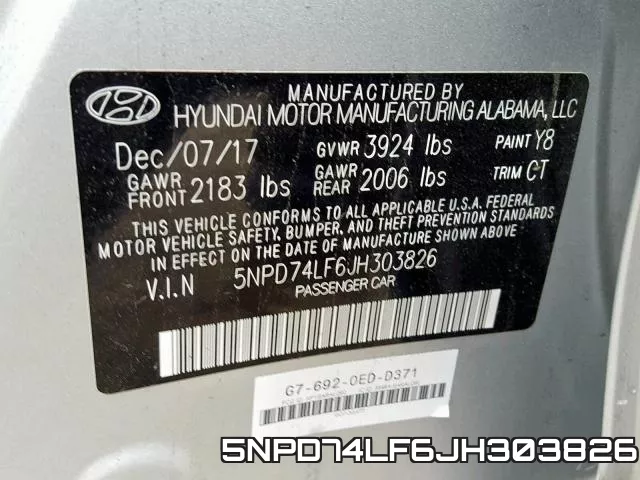 5NPD74LF6JH303826 фото 2
