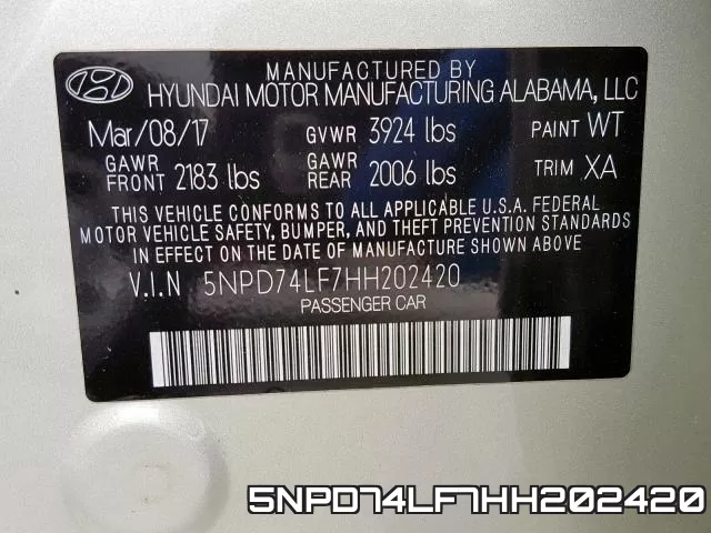 5NPD74LF7HH202420 фото 2