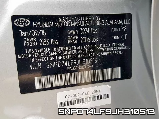 5NPD74LF9JH310513 фото 2