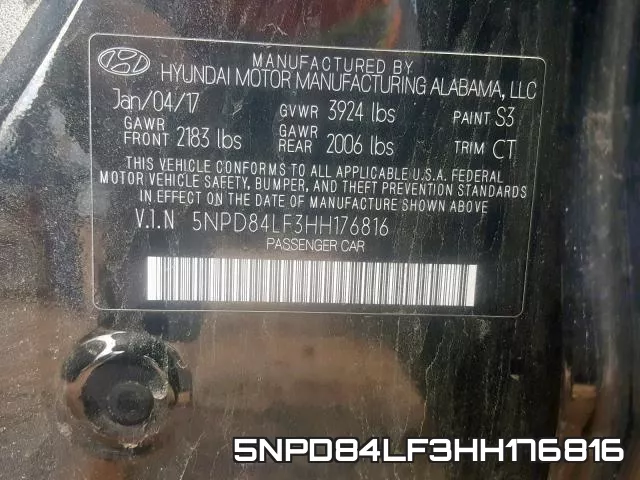 5NPD84LF3HH176816 фото 2