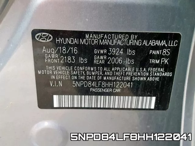 5NPD84LF8HH122041 фото 2