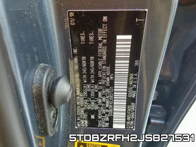 5TDBZRFH2JS827531 фото 2