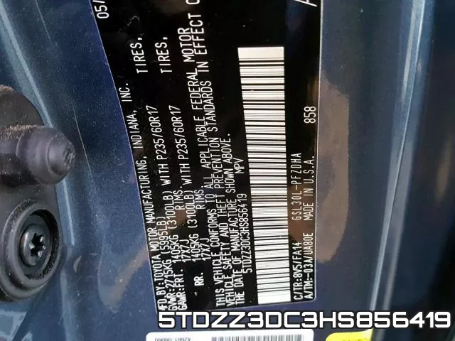 5TDZZ3DC3HS856419 фото 2