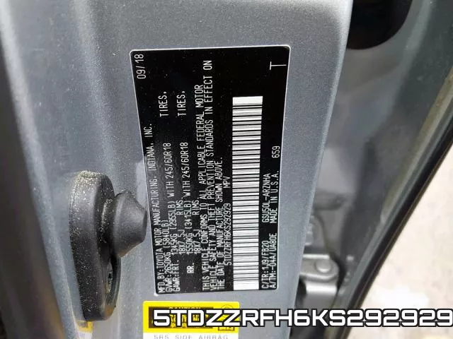 5TDZZRFH6KS292929 фото 2