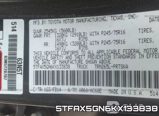 5TFAX5GN6KX133838 фото 10