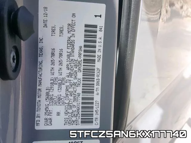 5TFCZ5AN6KX177740 фото 2