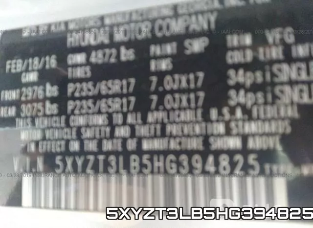 5XYZT3LB5HG394825 фото 10