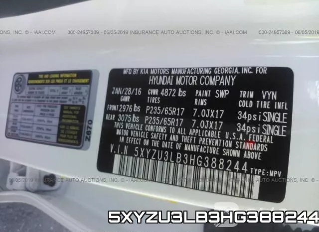 5XYZU3LB3HG388244 фото 10