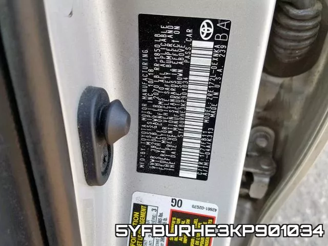5YFBURHE3KP901034 фото 2