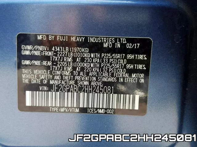 JF2GPABC2HH245081 фото 2