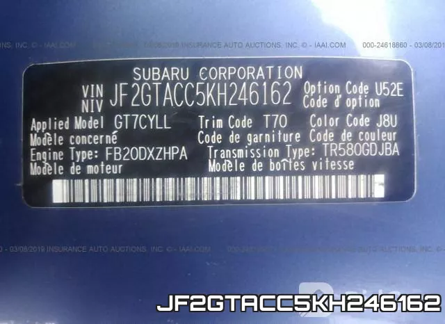 JF2GTACC5KH246162 фото 10