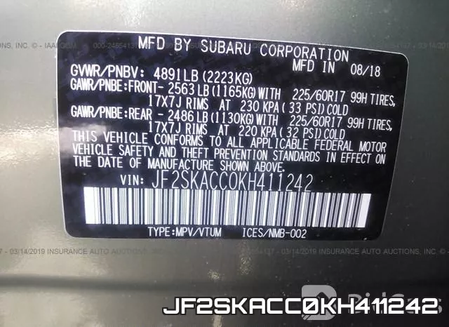 JF2SKACC0KH411242 фото 10