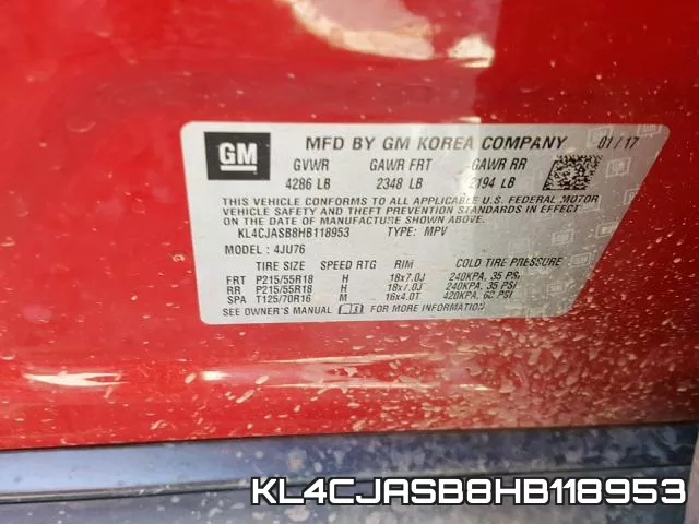 KL4CJASB8HB118953 фото 2