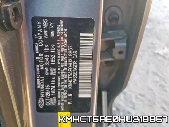 KMHCT5AE0HU318857 фото 2