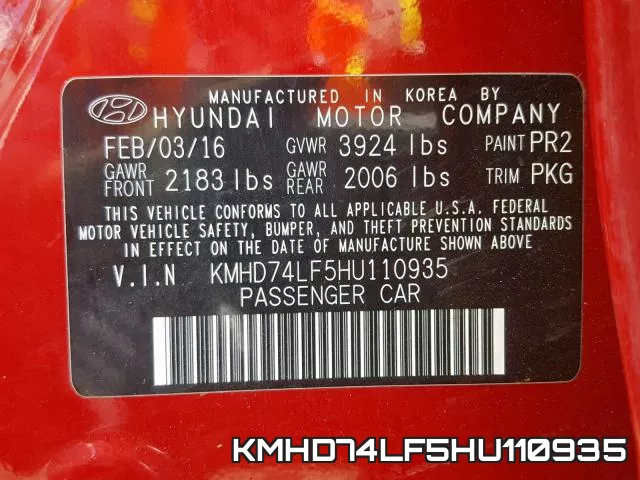 KMHD74LF5HU110935 фото 2