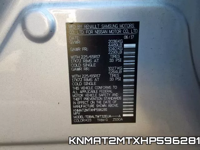 KNMAT2MTXHP596281 фото 2