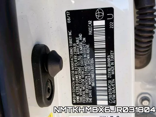 NMTKHMBX6JR031804 фото 2