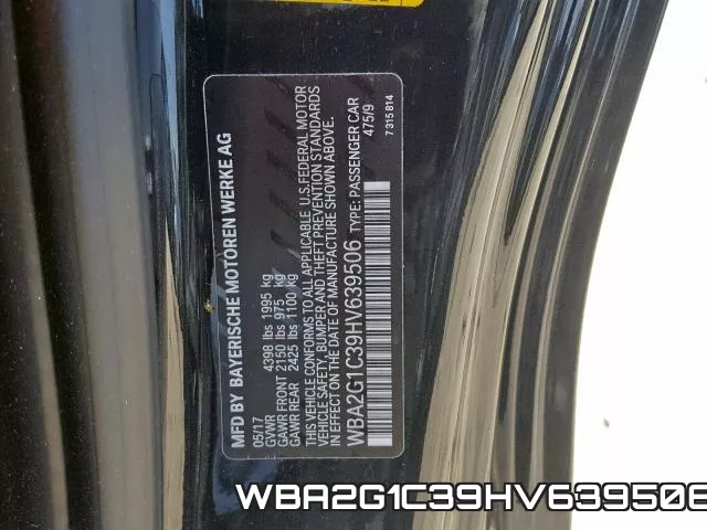 WBA2G1C39HV639506 фото 2
