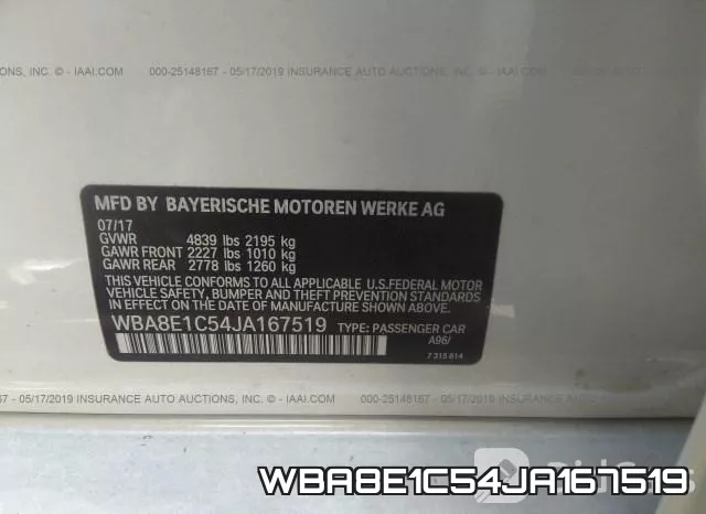 WBA8E1C54JA167519 фото 10
