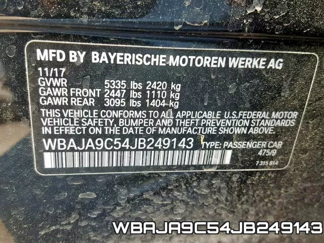 WBAJA9C54JB249143 фото 2