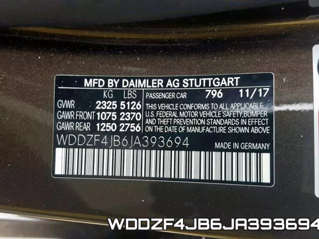 WDDZF4JB6JA393694 фото 2