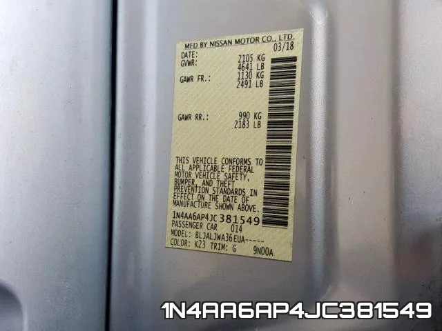 1N4AA6AP4JC381549 фото 2