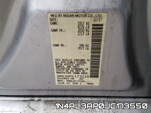 1N4AL3AP0JC173550 фото 2