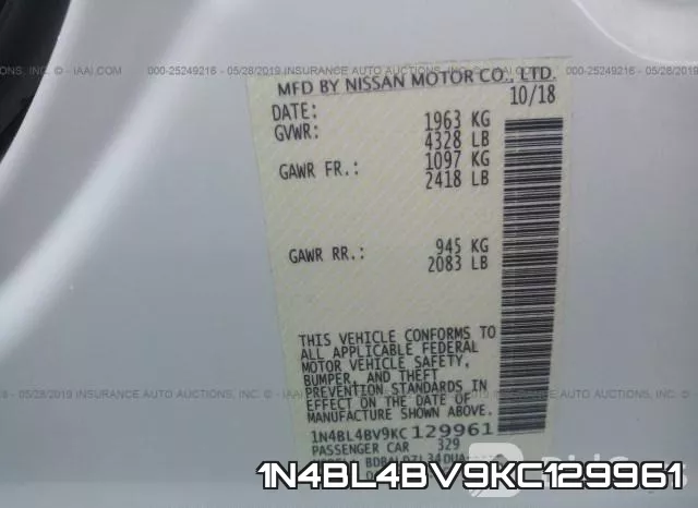 1N4BL4BV9KC129961 фото 10