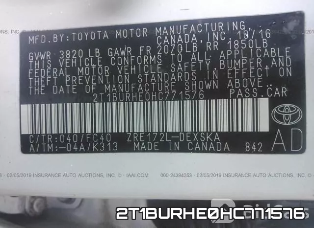2T1BURHE0HC771576 фото 10