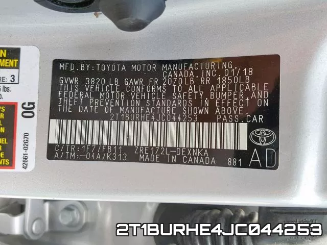 2T1BURHE4JC044253 фото 2
