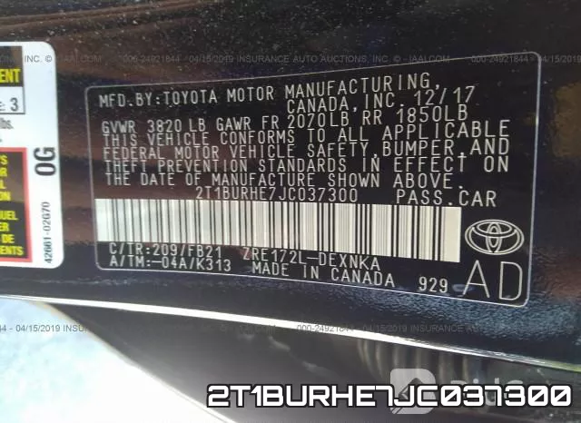 2T1BURHE7JC037300 фото 10