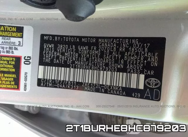 2T1BURHE8HC879203 фото 10