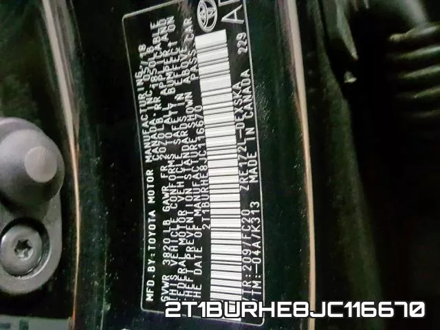 2T1BURHE8JC116670 фото 2