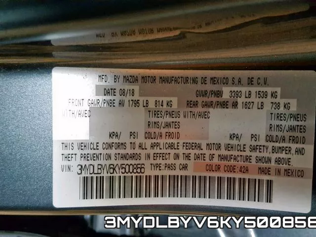 3MYDLBYV6KY500856 фото 2