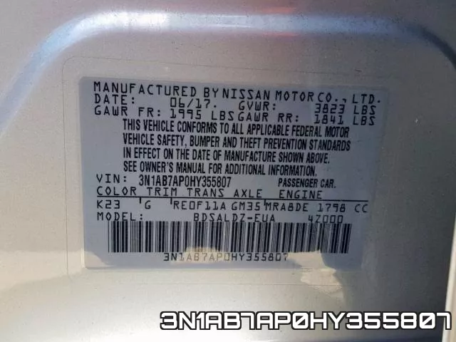 3N1AB7AP0HY355807 фото 2