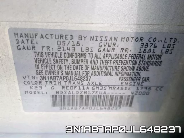 3N1AB7AP0JL648237 фото 2