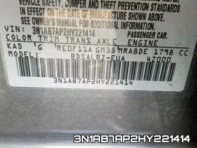 3N1AB7AP2HY221414 фото 2