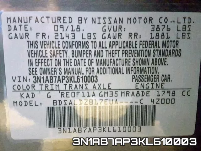 3N1AB7AP3KL610003 фото 2