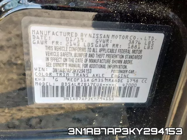 3N1AB7AP3KY294153 фото 2
