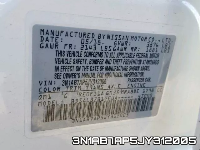 3N1AB7AP5JY312005 фото 2