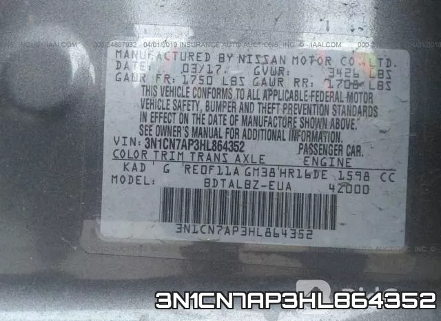 3N1CN7AP3HL864352 фото 9
