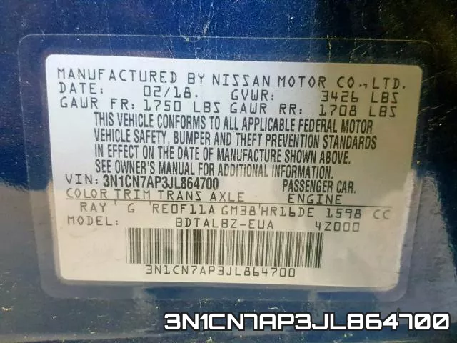 3N1CN7AP3JL864700 фото 2