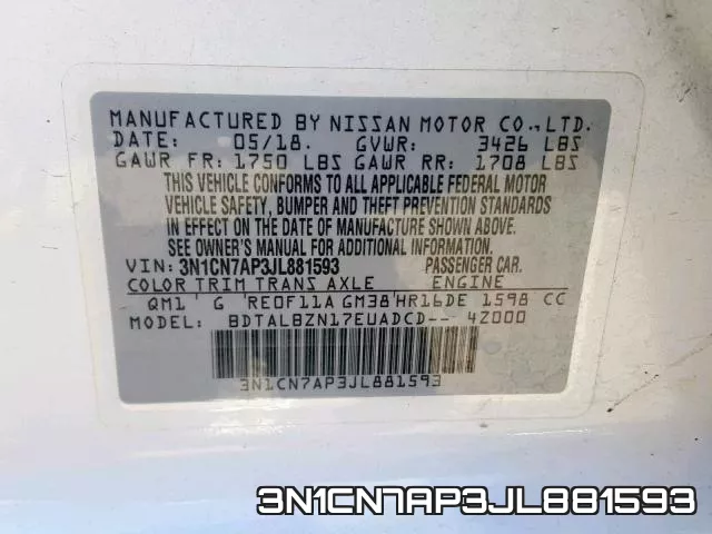 3N1CN7AP3JL881593 фото 2