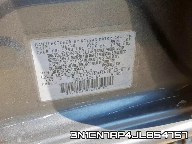 3N1CN7AP4JL854757 фото 2